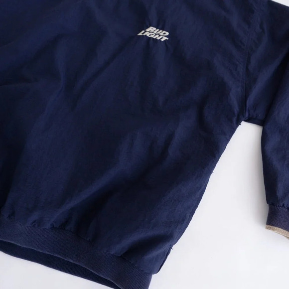 VTG Willwerth Bud Light Embroidered Nylon PGA Tour Navy Pullover Windbreaker XL - Picture 5 of 9